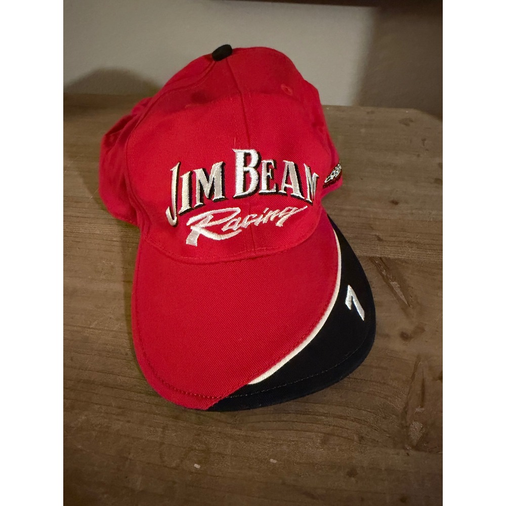 Jim Beam Racing Cap Red Black‎ White Number 7 Stylemaster NASCAR Hat